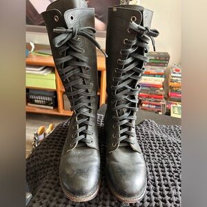 John Fluevog Black Lace-Up Women's Boots W8